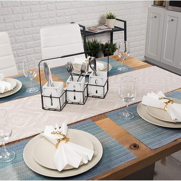 6-Piece Gold Reindeer Napkin Rings for Kitchen Table - 1.8-Inch Diameter Gold Zi - Picture 3 of 5